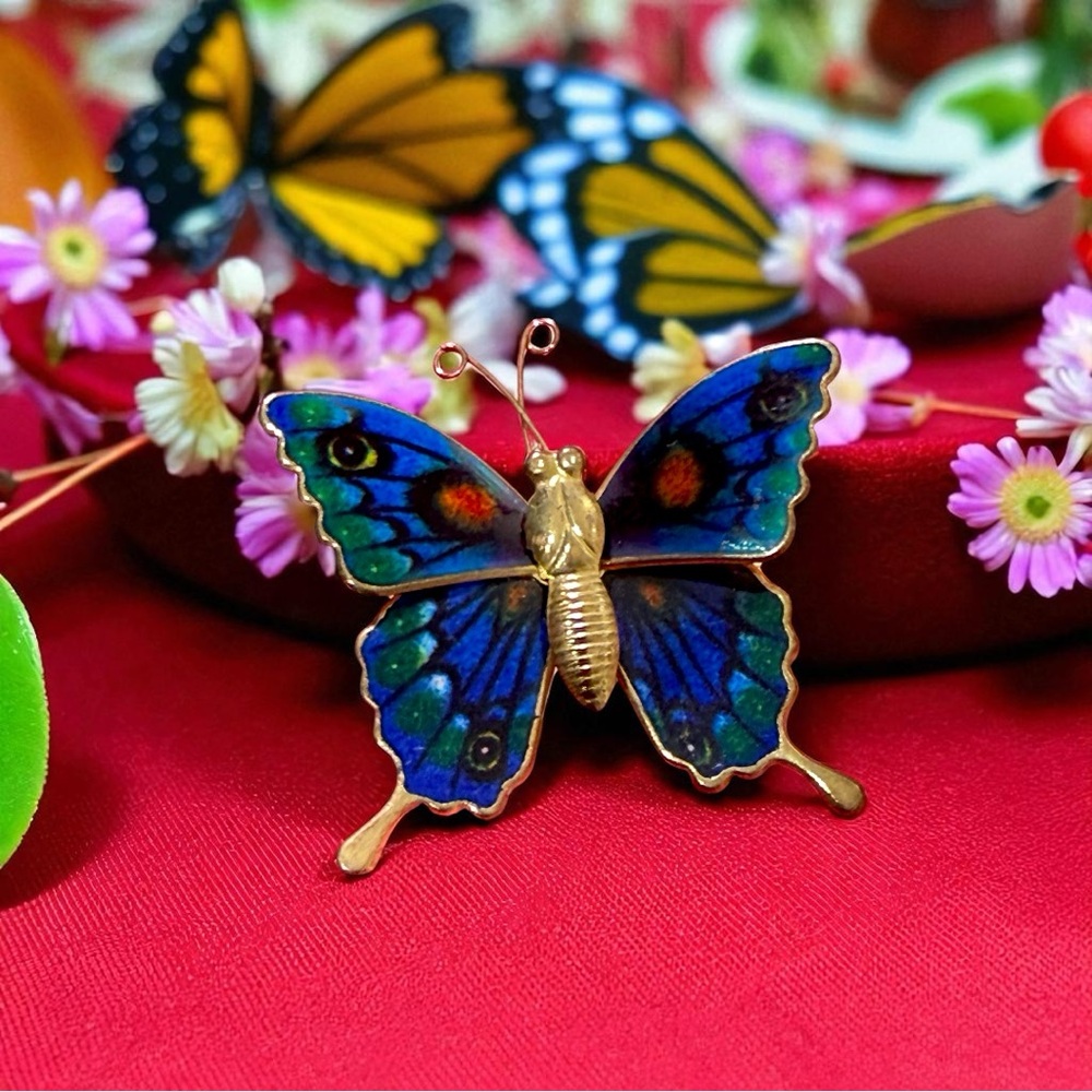 Vintage Colorful Butterfly Brooch